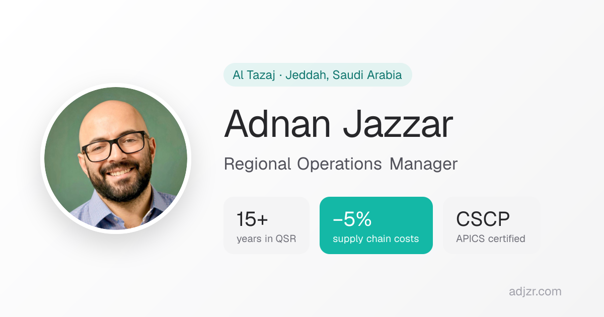 Adnan Jazzar - Regional Operations Manager & Supply Chain Leader ...